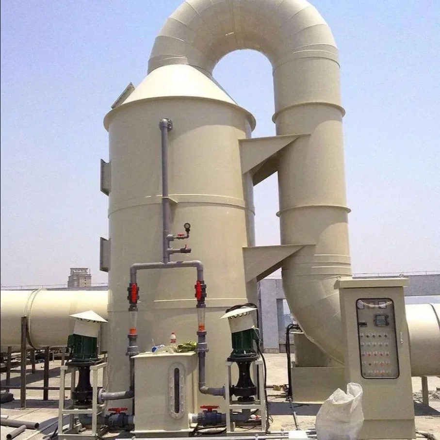 FluxFine PP counter-current wet chemical spray tower installed on rooftop