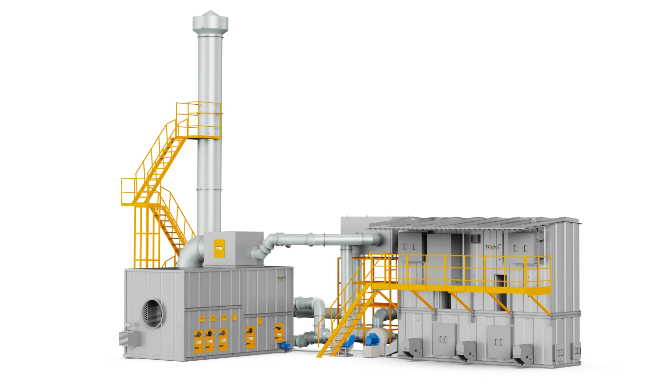 FluxFine 395,000 m³/h central cartridge dust collector system and emission stack engineered for Dongjian Automotive Technology.