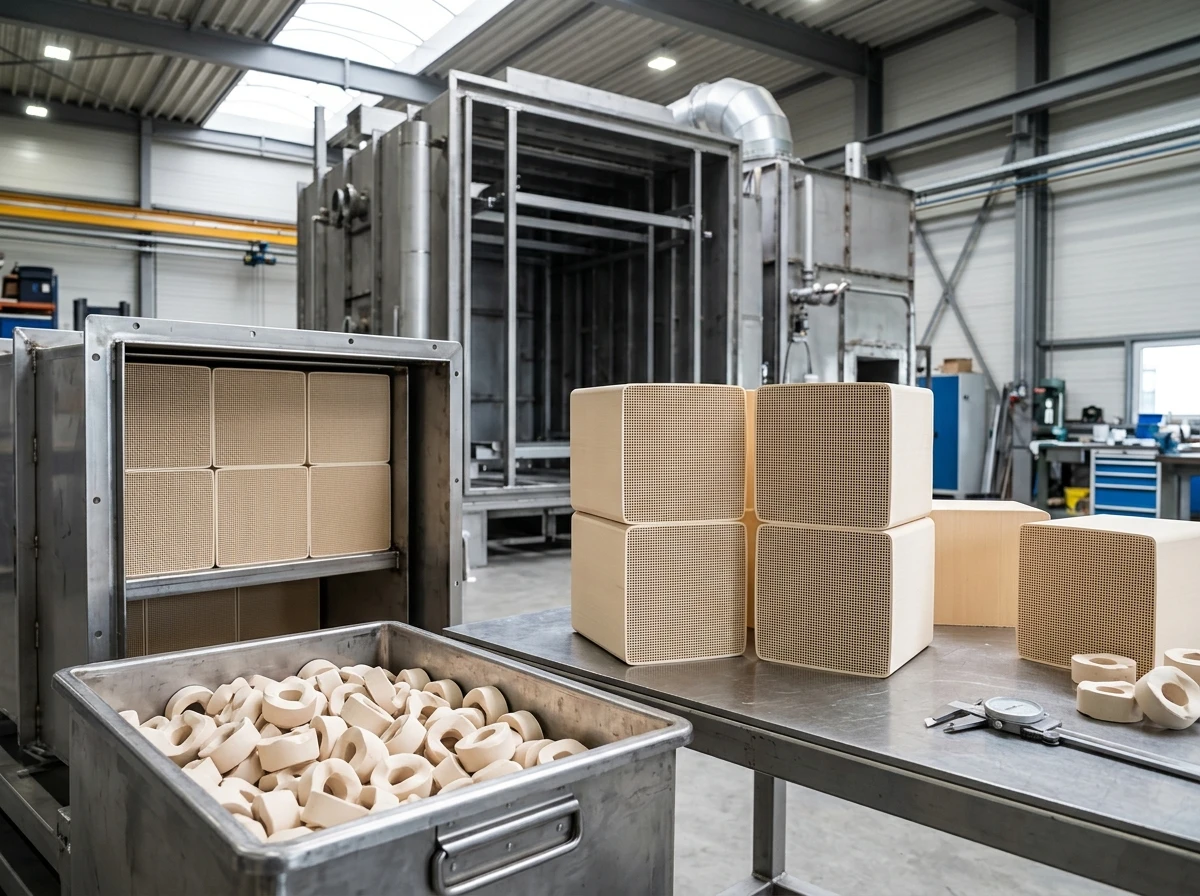Lantek Structured Honeycomb Ceramic Monolith Media Blocks and Saddle Rings for RTO Thermal Storage