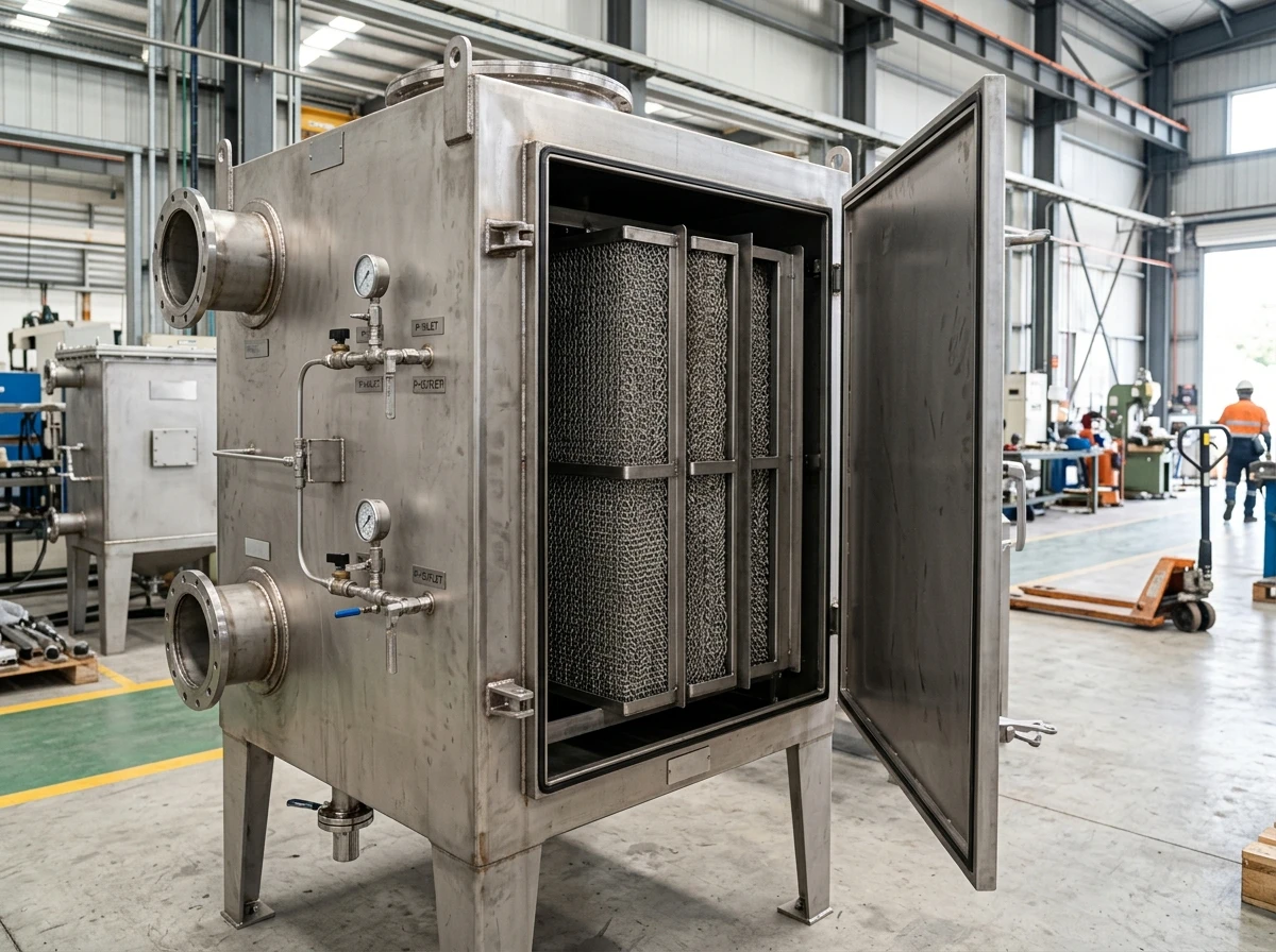 SUS304 Stainless Steel Dry Filtration Box with Knitted Wire Mesh Demister Pads
