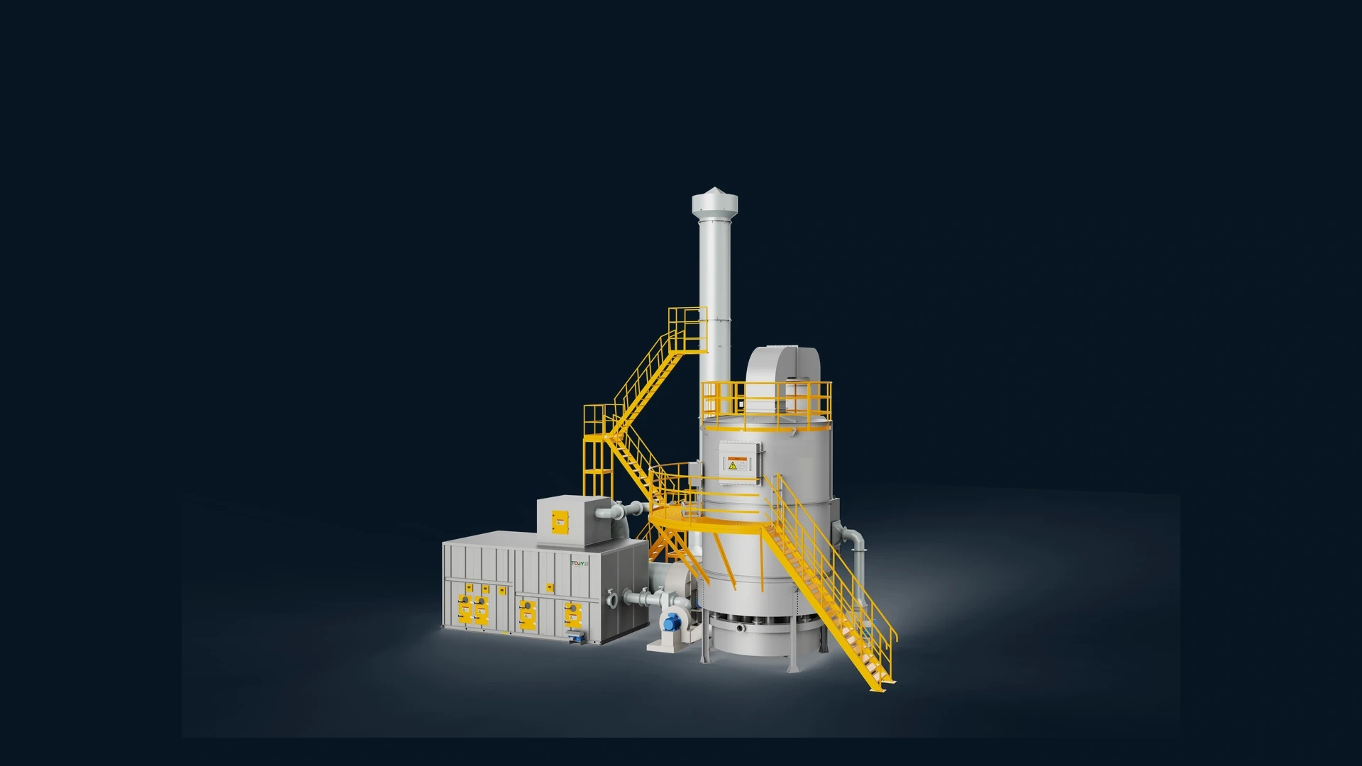 FluxFine 127,000 m³/h Zeolite Concentrator and Three-Bed RTO system at Sanhe Industrial Group.