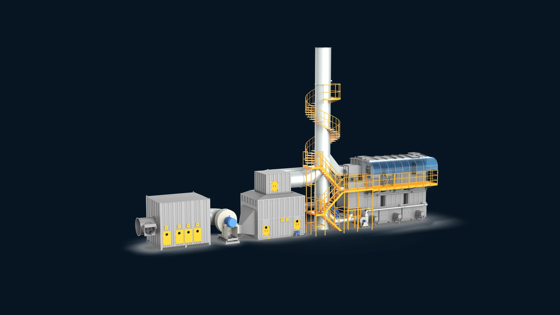 FluxFine 30,000 m³/h Zeolite Concentrator and 15,000 m³/h Three-Bed RTO system at Guangdong Xinbang New Materials.