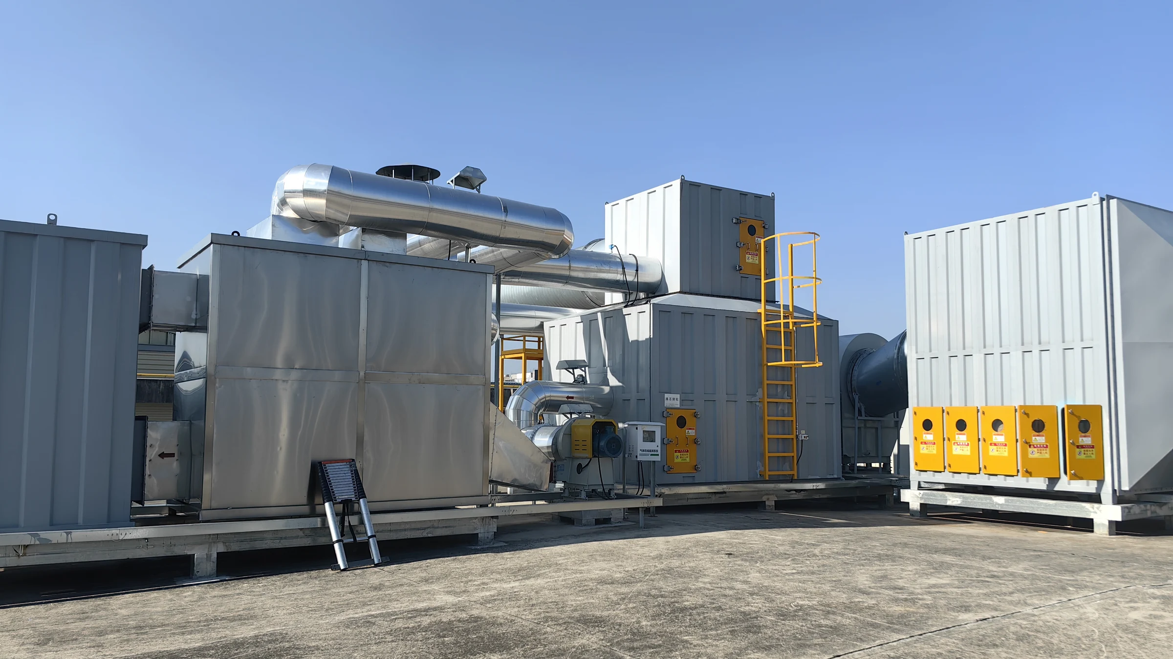 FluxFine 85,000 m³/h Zeolite Rotor and Catalytic Oxidation (CO) rooftop on-site installation at Guangdong Yunzhicai